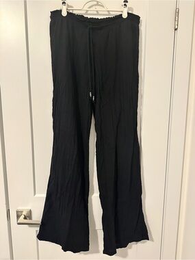 Guess Black 100% Cotton Wide Leg Lounge Pants Size Large Women’s